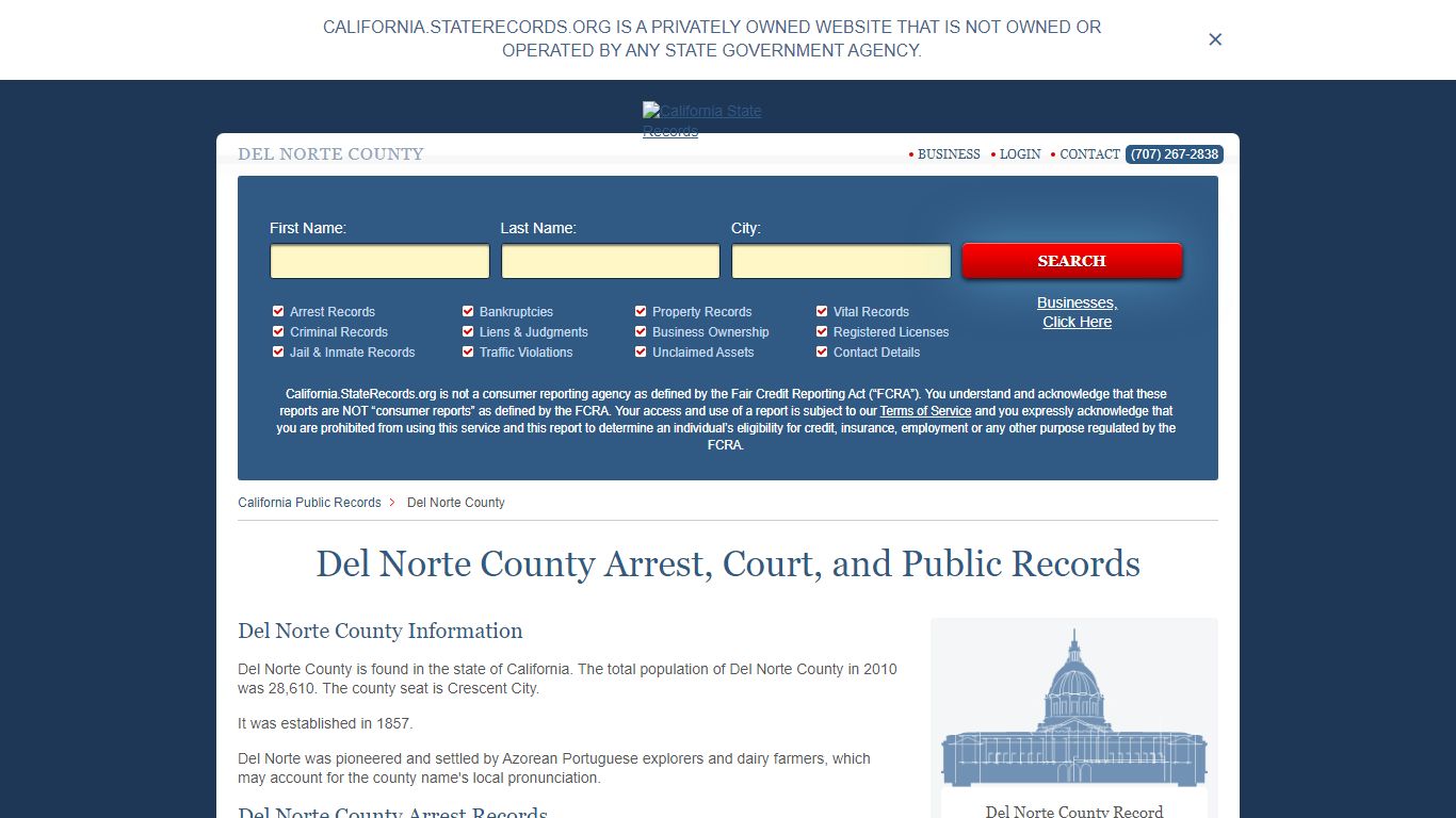 Del Norte County Arrest, Court, and Public Records