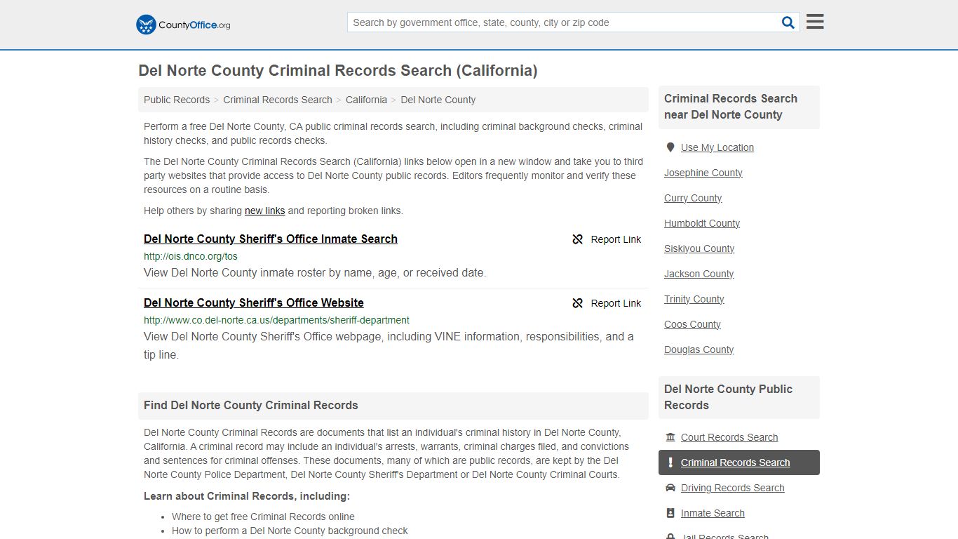 Del Norte County Criminal Records Search (California)