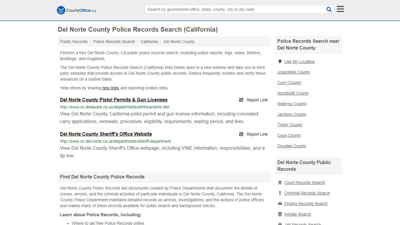 Police Records Search - Del Norte County, CA (Accidents & Arrest Records)